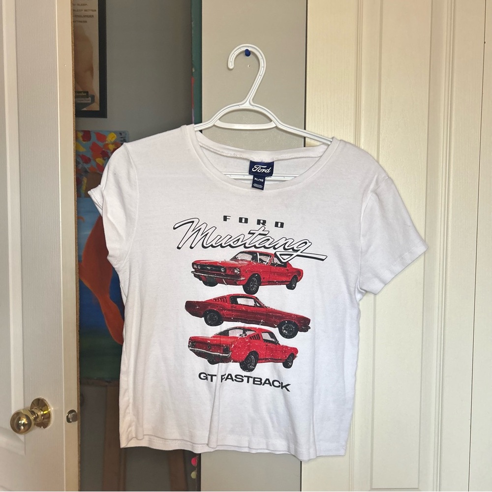 Urban Planet Ford White Tee with Red Mustang